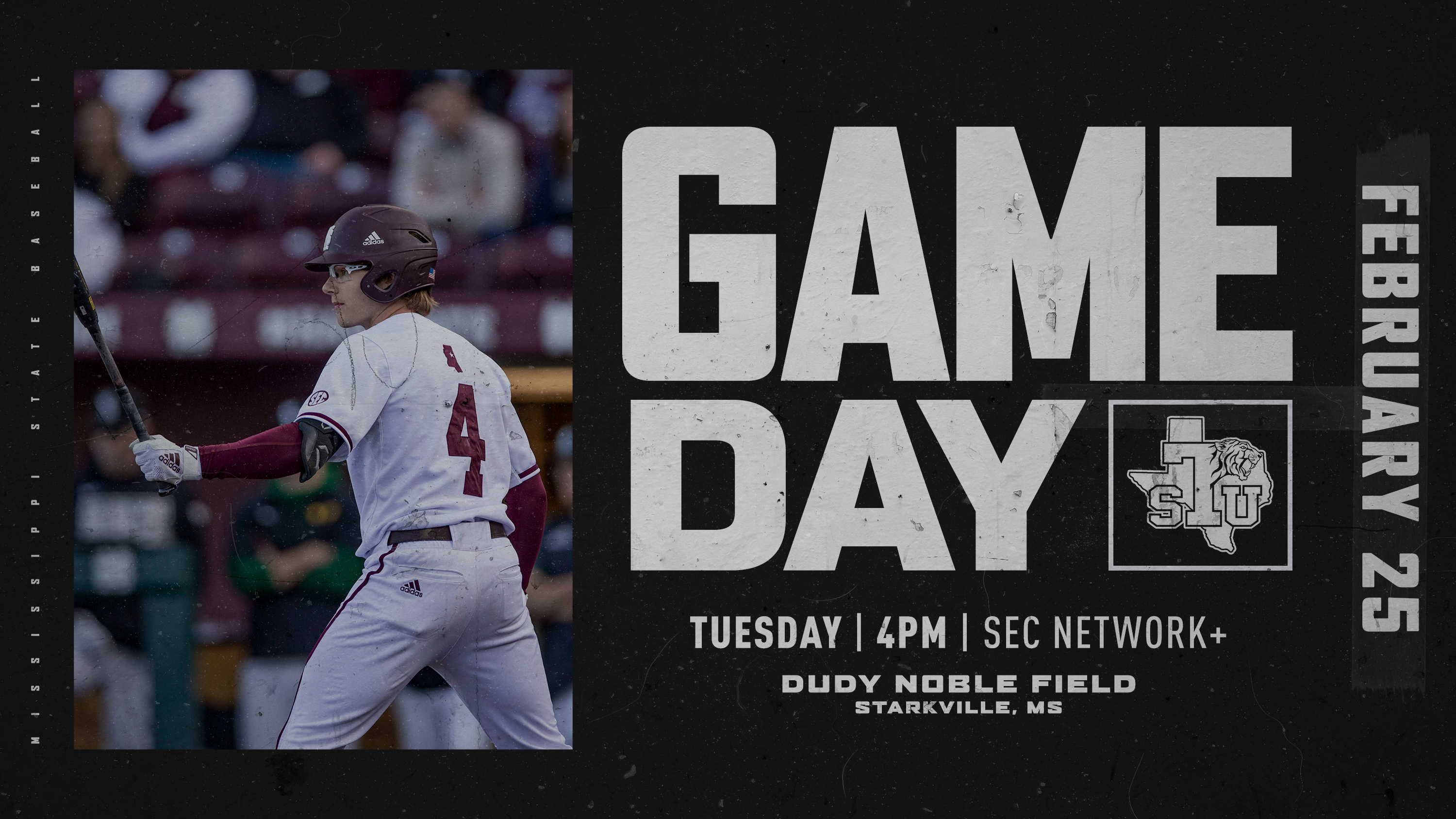Promotional graphic for MSU Baseball vs. Texas Southern