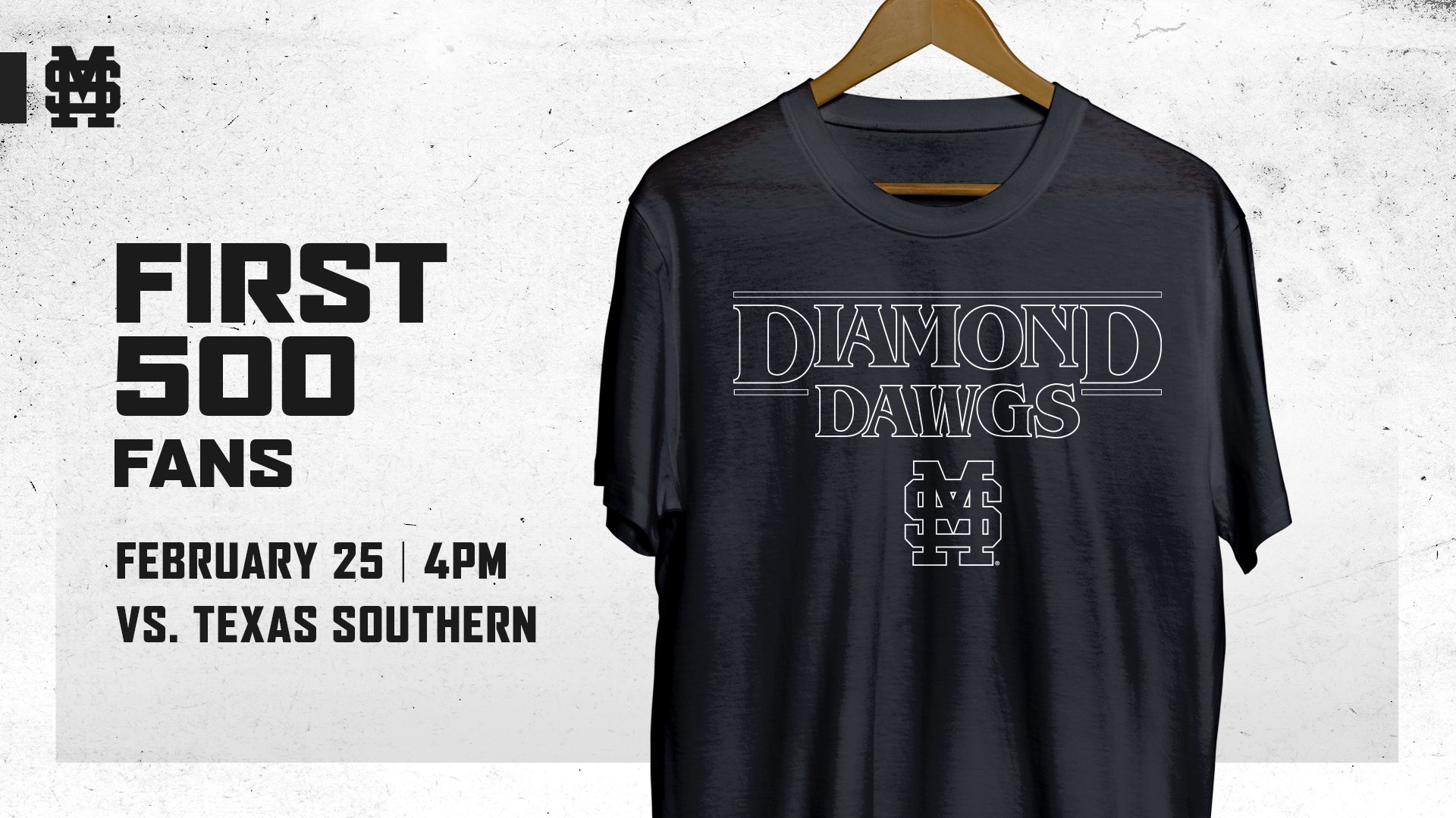Black T-shirt promotional graphic for MSU Baseball