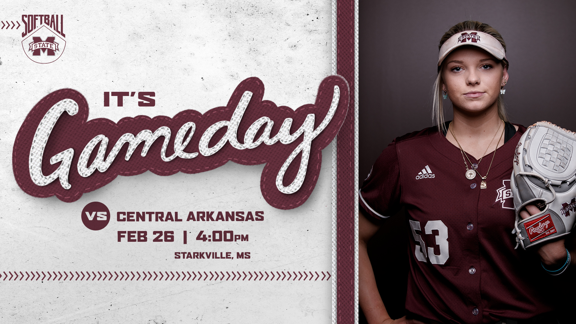 Promotional graphic for MSU Softball vs. Central Arkansas