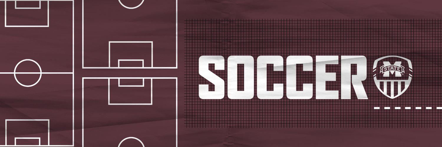 Maroon and white graphic with images of a soccer field
