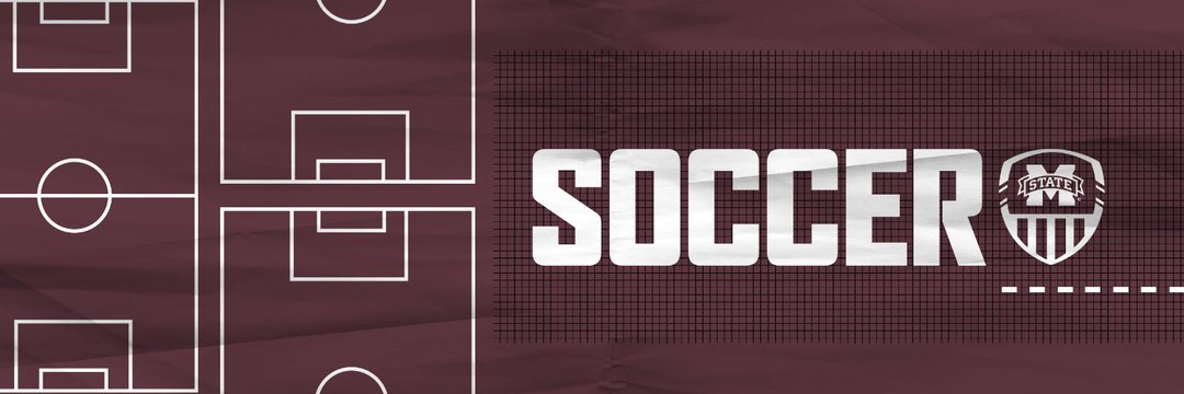Maroon and white graphic with the word "Soccer" in all caps next to the MSU Soccer crest