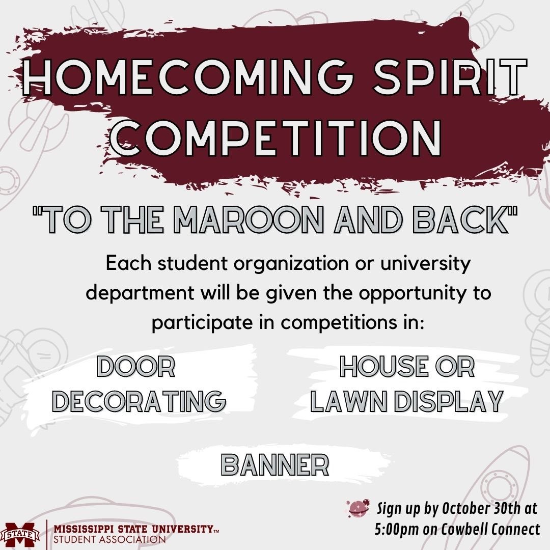 Deadline Homecoming 2020 Door Decorating Banner And House Lawn Display Competition Mississippi State University