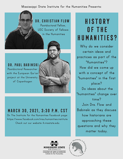 Flyer advertising MSU's upcoming humanities event