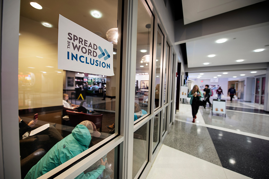 A sign supports inclusion in MSU's Colvard Student Union