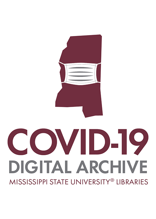 Maroon, white and gray graphic for MSU Libraries' COVID-19 Digital Archive