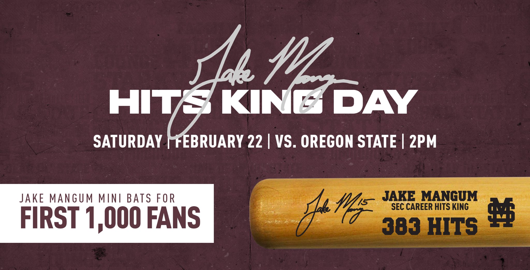Graphic for Jake Mangum Hits King Day promo