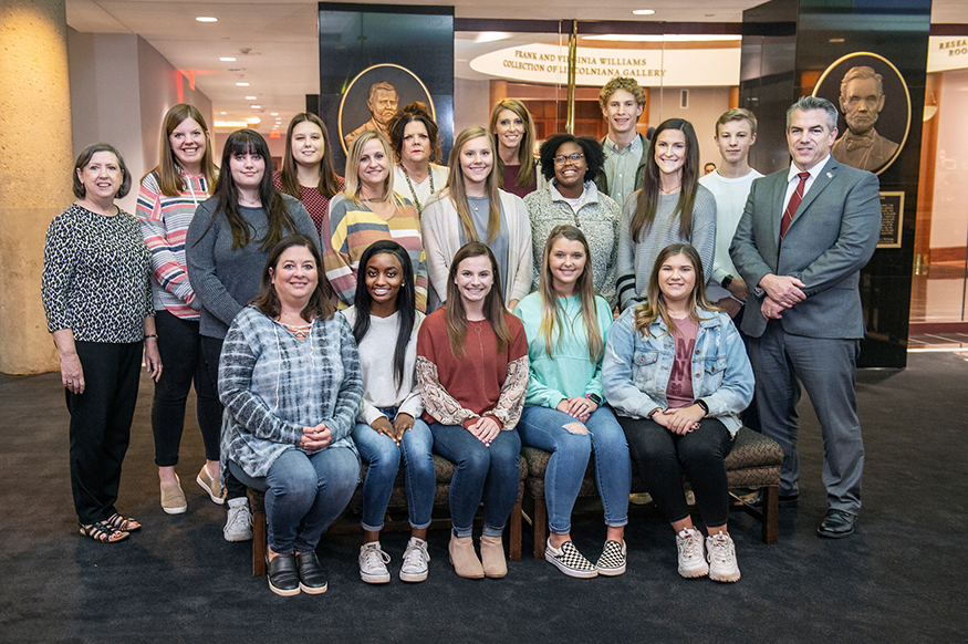 Brandon, Calhoun City, Kosciusko and Noxapater high school students and librarians visit MSU's Mitchell Memorial Library.