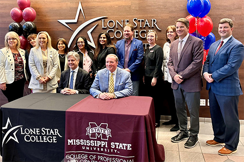 MSU and Lone Star College representatives at the articulation agreement signing