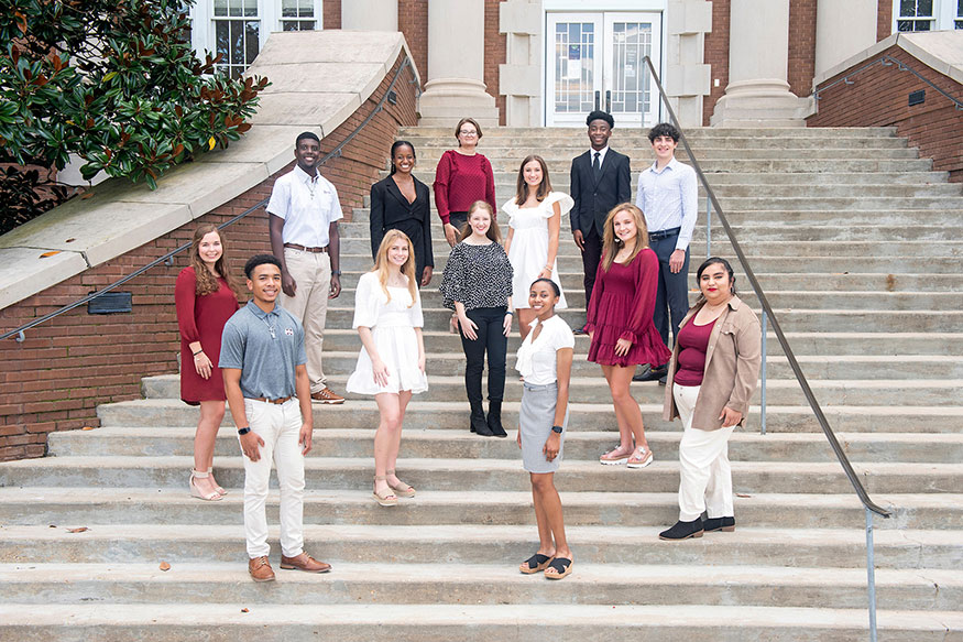 Luckyday scholars at MSU are pictured on the steps of Lee Hall