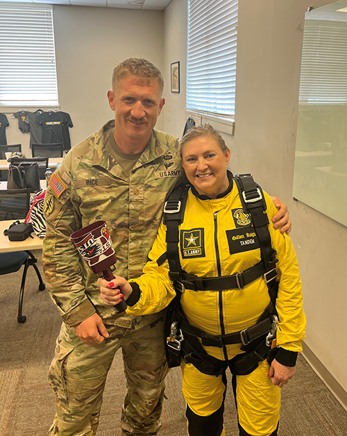 MSU Director of Admissions and Scholarships Lori Ball is pictured with MSU Assistant Professor of Military Science Maj. Nathaniel Rice. 