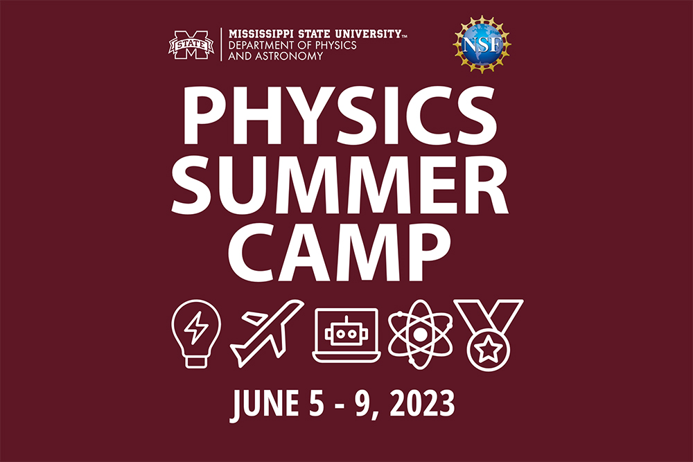 Physics summer camp promotional graphic