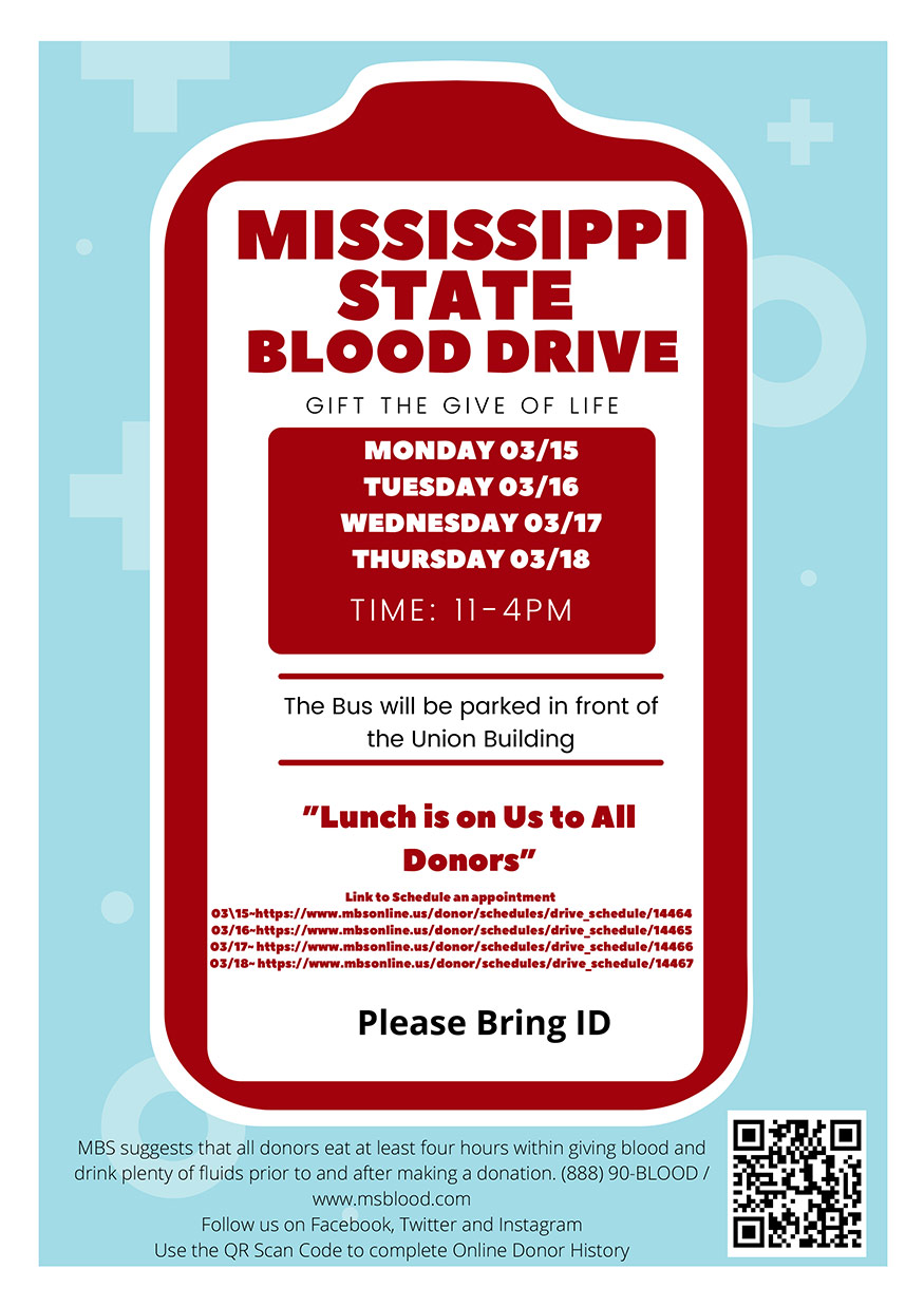 Flyer with info about MSU blood drive March 15-18