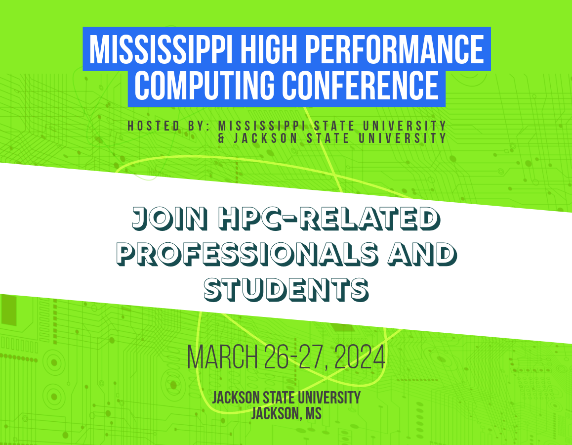 A graphic promoting the Mississippi High Performance Computing Conference