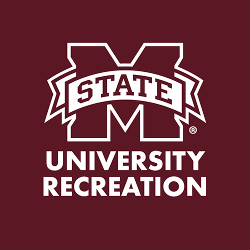 Maroon and white logo for MSU University Recreation