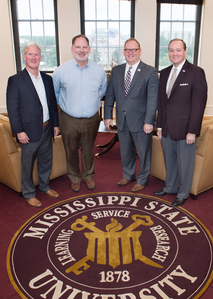 John Marchetti of Jackson, left; John Lewis, Gertrude Ford Foundation member, Jackson; and Dr. John Damon, CEO of Canopy Children’s Solutions, Jackson, were on campus Thursday to learn about operations of the Mississippi State University Office of Student