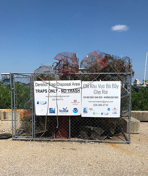 Image of a derelict crab trap disposal area