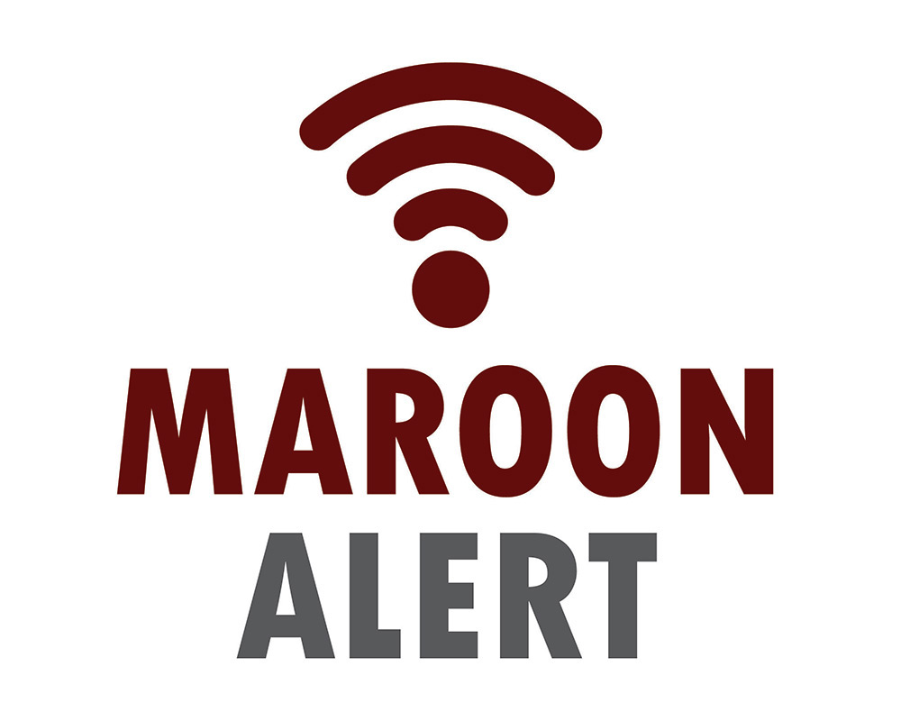 Maroon Alert logo in maroon and grey text