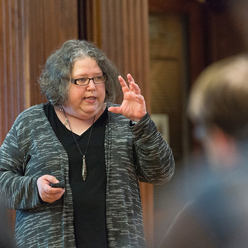 During her first formal presentation as the university’s newest John Grisham Master Teacher, Mississippi State Associate Professor Joanne E. Beriswill shared helpful teaching strategies for empowering students to gain independent critical thinking and learning skills. (Photo by Robert Lewis)