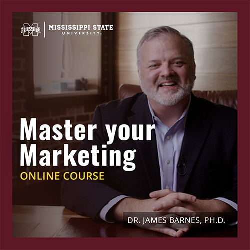 A graphic promoting the Master Your Marketing online course.