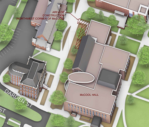 McCool Hall construction area map