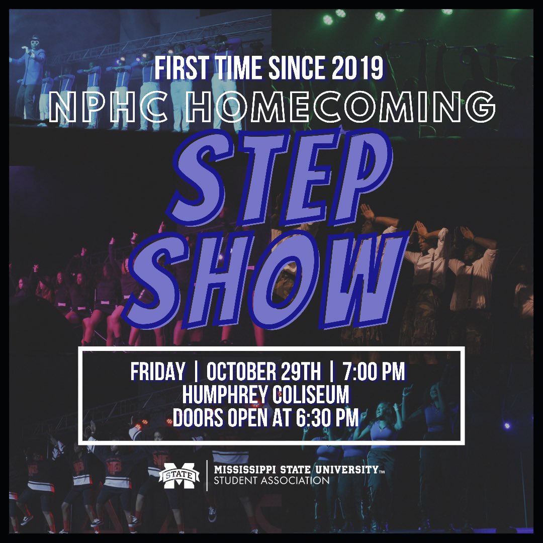 National Panhellenic Council Homecoming Step Show graphic promoting the council's first Homecoming Step Show since 2019