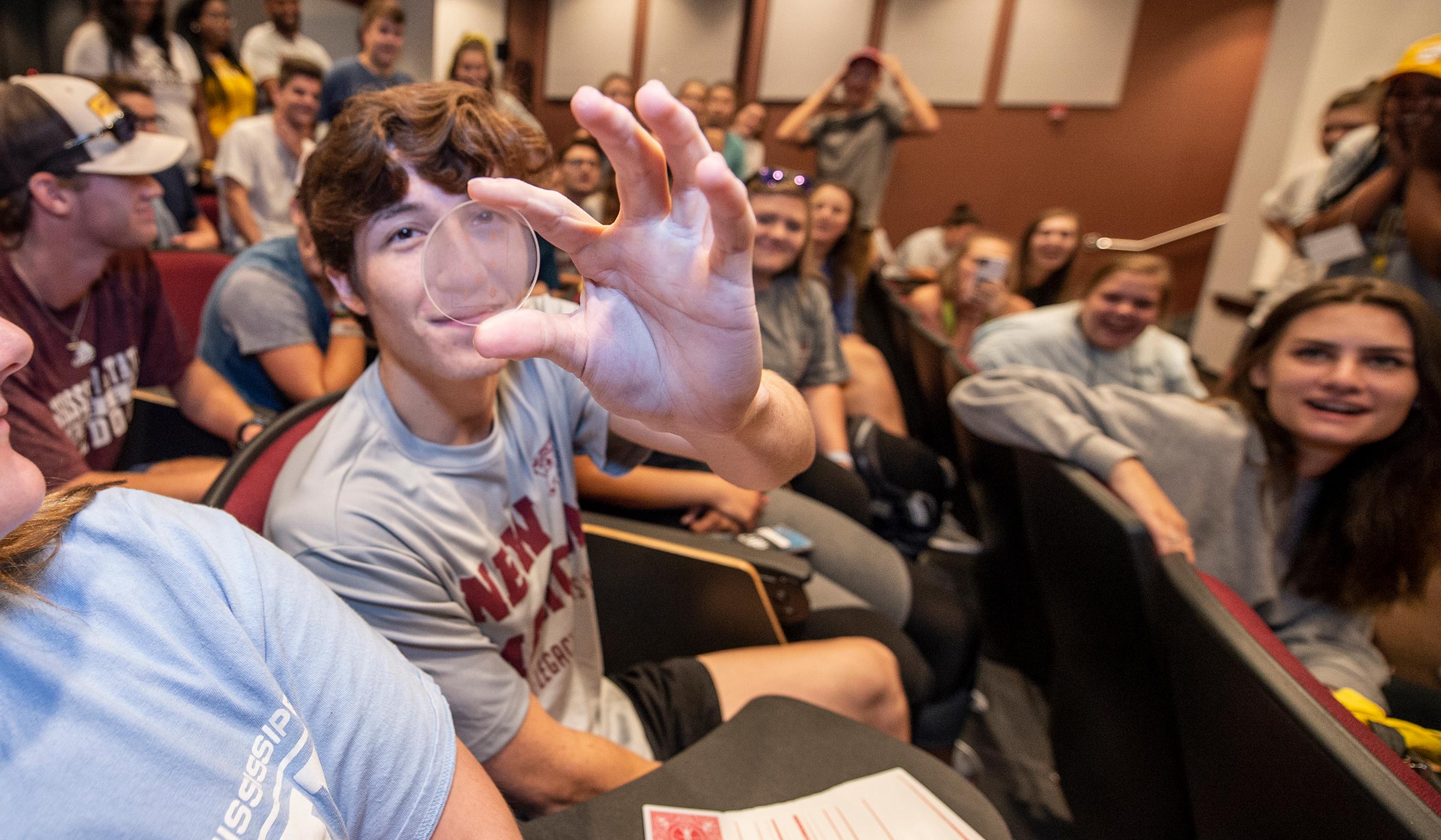 Sean Moskal is pictured during 2019’s New Maroon Camp, when he entertained students with magic tricks.