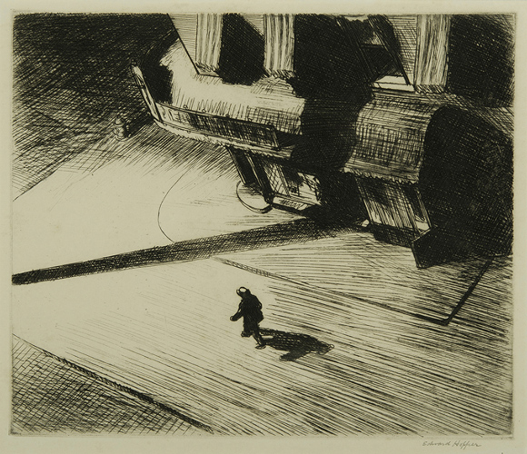  “Night Shadows,” an etching creation by late American realist painter and printmaker Edward Hopper, is among 30 works by various artists on display through Nov. 11 at Mississippi State’s Department of Art Gallery in McComas Hall. Photo Credit: Edward Hopper (1882-1967), Night Shadows, not dated. etching. Collection of the Mississippi Museum of Art, Jackson. Gift of the Gallery Guild, Inc. 1980.150.