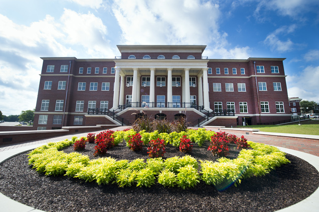 The 150,000-square-foot Old Main Academic Center is built in the same style as the famed Old Main dormitory that burned in 1959. On its busiest class days, the building will be used by an estimated 11,000 students. (Photo by Russ Houston)