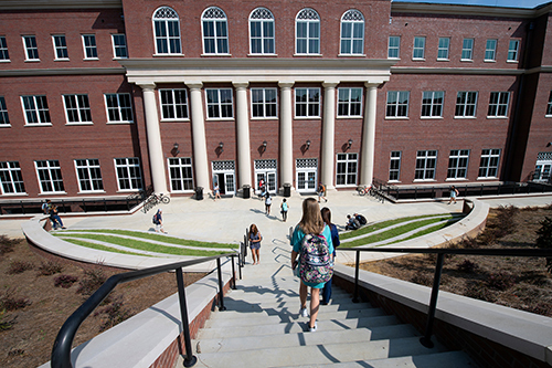Mississippi State continues to grow with facility additions such as Old Main Academic Center, which sees more than 11,000 students enter its doors on its busiest days. The university also continues to grow through giving opportunities with the Infinite Impact fundraising campaign and is announcing the single largest giving year in university history for FY 2019. (Photo by Megan Bean)