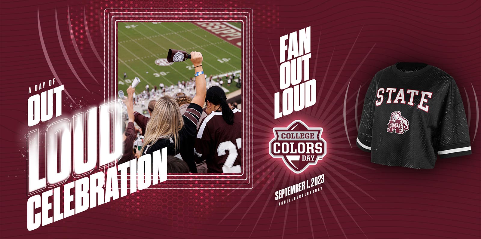 "Fan Out Loud" for College Colors Day illustration