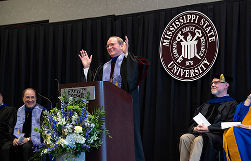 MSU President Mark E. Keenum speaks during the PBK induction ceremony