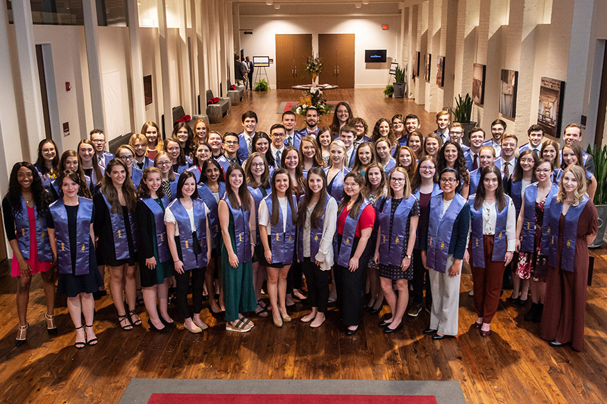 The Phi Beta Kappa Society’s newest chapter, the Gamma of Mississippi Chapter installed April 2 at Mississippi State University, inducted 77 new student members selected for their extraordinary academic achievement in the arts and sciences. The nation’s most prestigious academic honors society was founded in 1776, and its mission is to champion education in the liberal arts and sciences, foster freedom of thought, and recognize academic excellence. (Photo by Logan Kirkland)