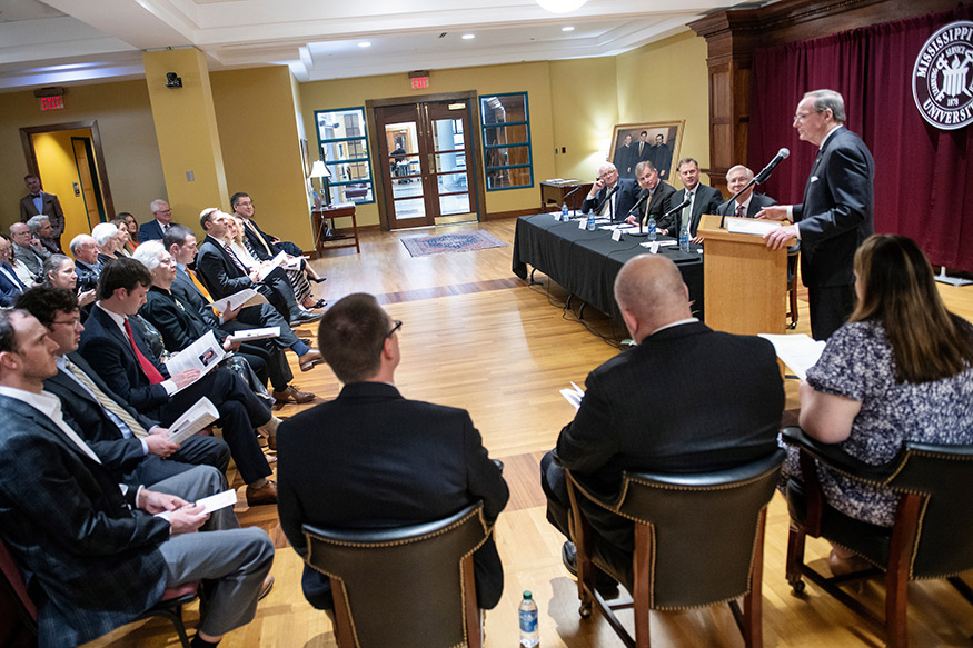 MSU President Mark E. Keenum speaks during a dedication and opening of the political papers of Judge Charles W. Pickering Sr. and Congressman Charles W. “Chip” Pickering Jr. 