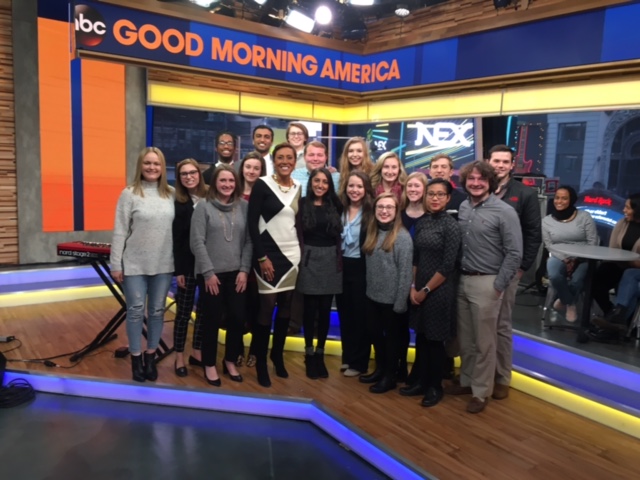 MSU Presidential Scholars and friends recently visited the set of ABC's "Good Morning America," where they met native Mississippian Robin Roberts, center. (Photo submitted)