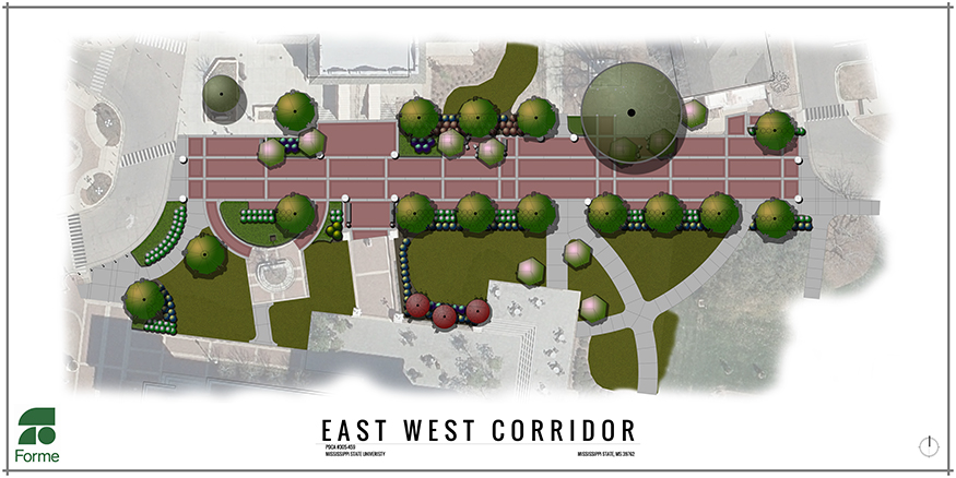 An artist's rendering of the construction taking place in front of the Colvard Student Union