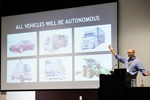 Sanford Russell, head of NVIDIA’s Autonomous Driving Ecosystem in North America, said virtually every aspect of things that move are becoming autonomous. (Photo by Megan Bean) 