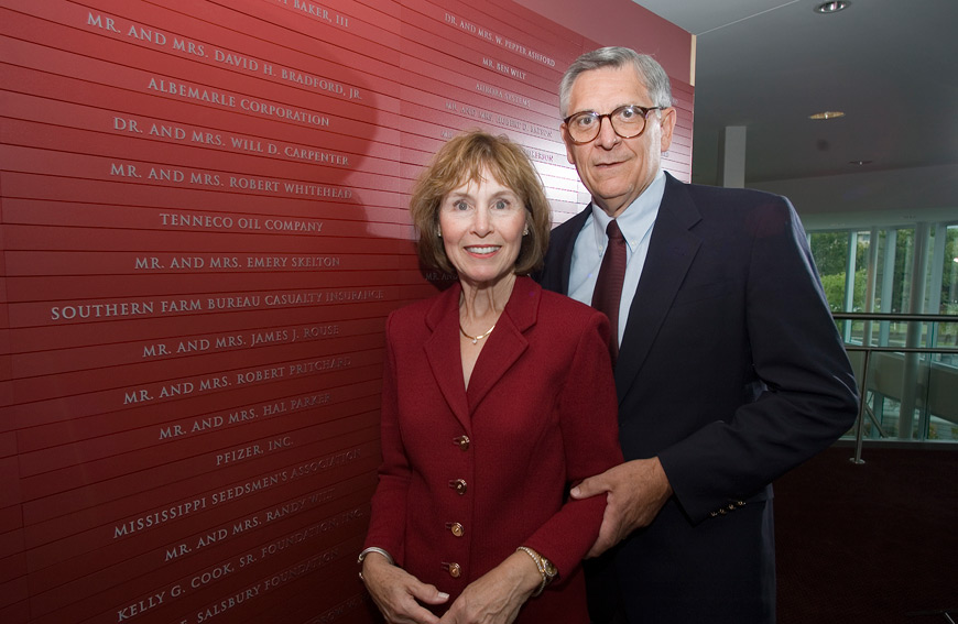 Julia and Jim Rouse are further enhancing their longtime support of Mississippi State University. (Photo by Russ Houston)