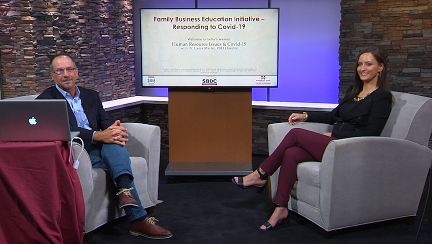 Screenshot image of Jeffrey Rupp interviewing Laura Marler on a TV set