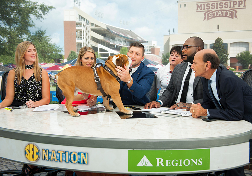 SEC Nation will air live from the Junction beginning at 9 a.m. Saturday. Visitors coming to campus are urged to be mindful of road closures in the SEC Nation set area this week, as well as gameday policies and procedures. (Photo by Russ Houston)