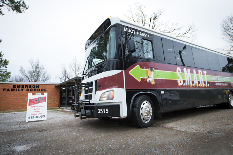 The SMART system includes a stop at Emerson Family School, which enhances access to Adult Basic Education classes offered at the facility. (Photo by Russ Houston)