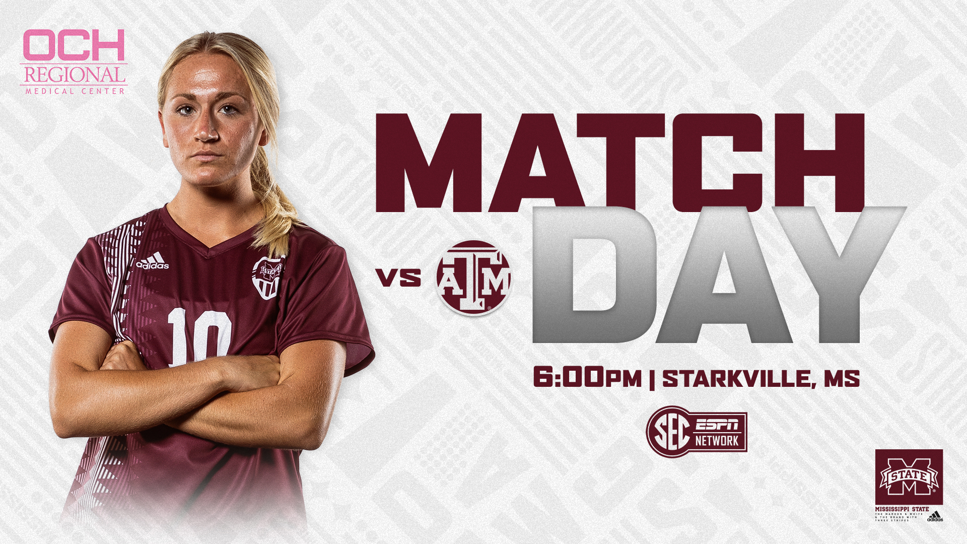 Match Day graphic with image of MSU soccer player Alyssa D'Aloise