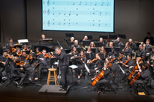 Led by Mississippi State University Department of Music Head Barry E. Kopetz, the Starkville-MSU Symphony Orchestra is concluding its spring season with a Saturday [April 21] concert at the Mississippi University for Women in Columbus. (Photo by Megan Bean)