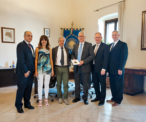 Leaders representing Mississippi State University visited with leaders at the University of Salento in Italy, where they posed for this group photo.
