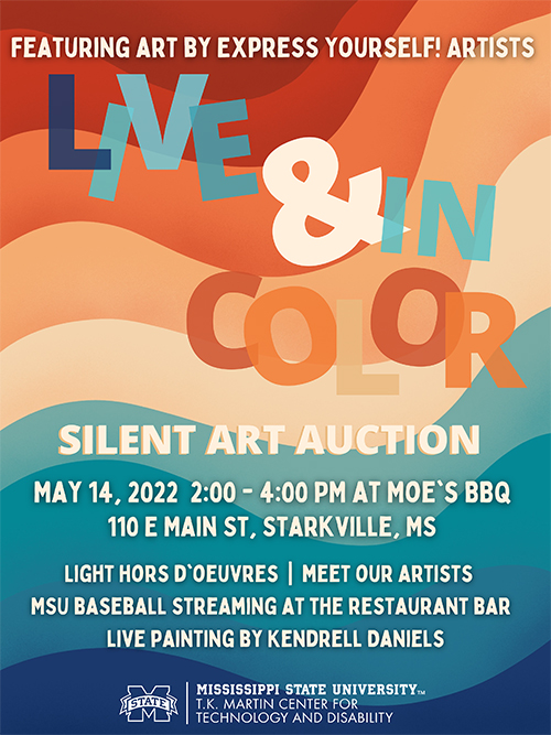Graphic promoting the T.K. Martin Center silent auction fundraiser