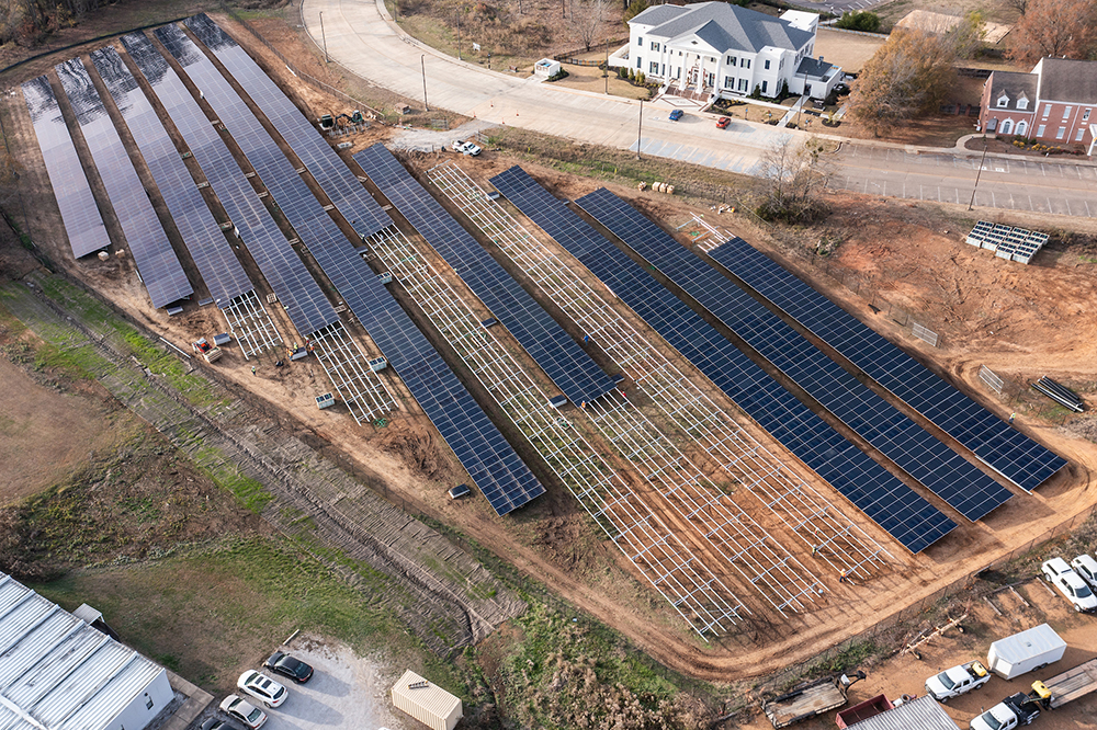 MSU solar farm overhead photo