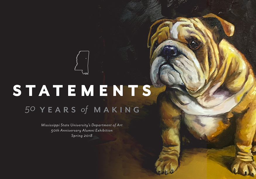 Mississippi State University’s Department of Art is celebrating its 50th anniversary with spring exhibitions at the Cullis Wade Depot and Colvard Student Union art galleries. (Submitted photo/logo by Wesley Stuckey; Bulldog painting by Lt. Col. Edwin "Walker" Nordan)