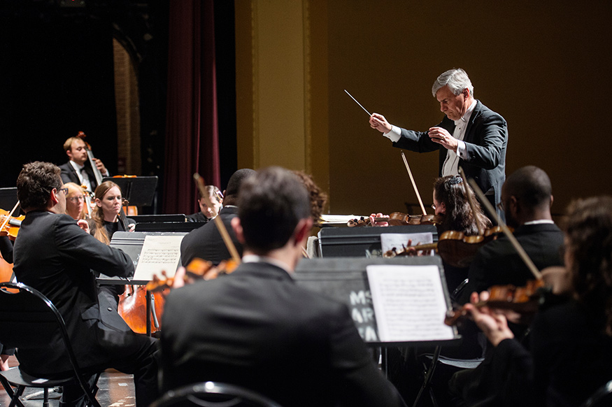 Barry E. Kopetz, professor and head of MSU’s Department of Music, will conduct the Starkville-MSU Symphony Orchestra March 2 for the annual concerts for children and families at Lee Hall. (Photo by Megan Bean)