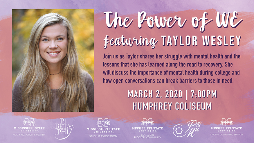 Promotional graphic for Taylor Wesley's mental health presentation