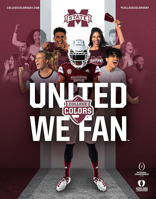 United We Fan College Colors day poster with athletes and fans