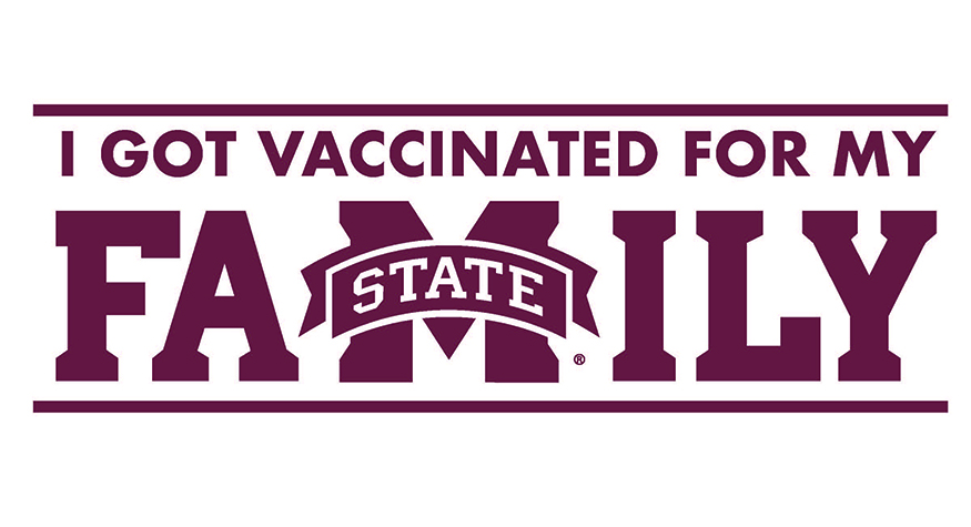 I Got Vaccinated for My Family graphic with the M-State logo as the "M" in Family